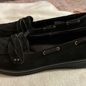 KEDS Ortholite Black Suede Loafers Grasshoppers EUC Size 7.5 Comfort Sole